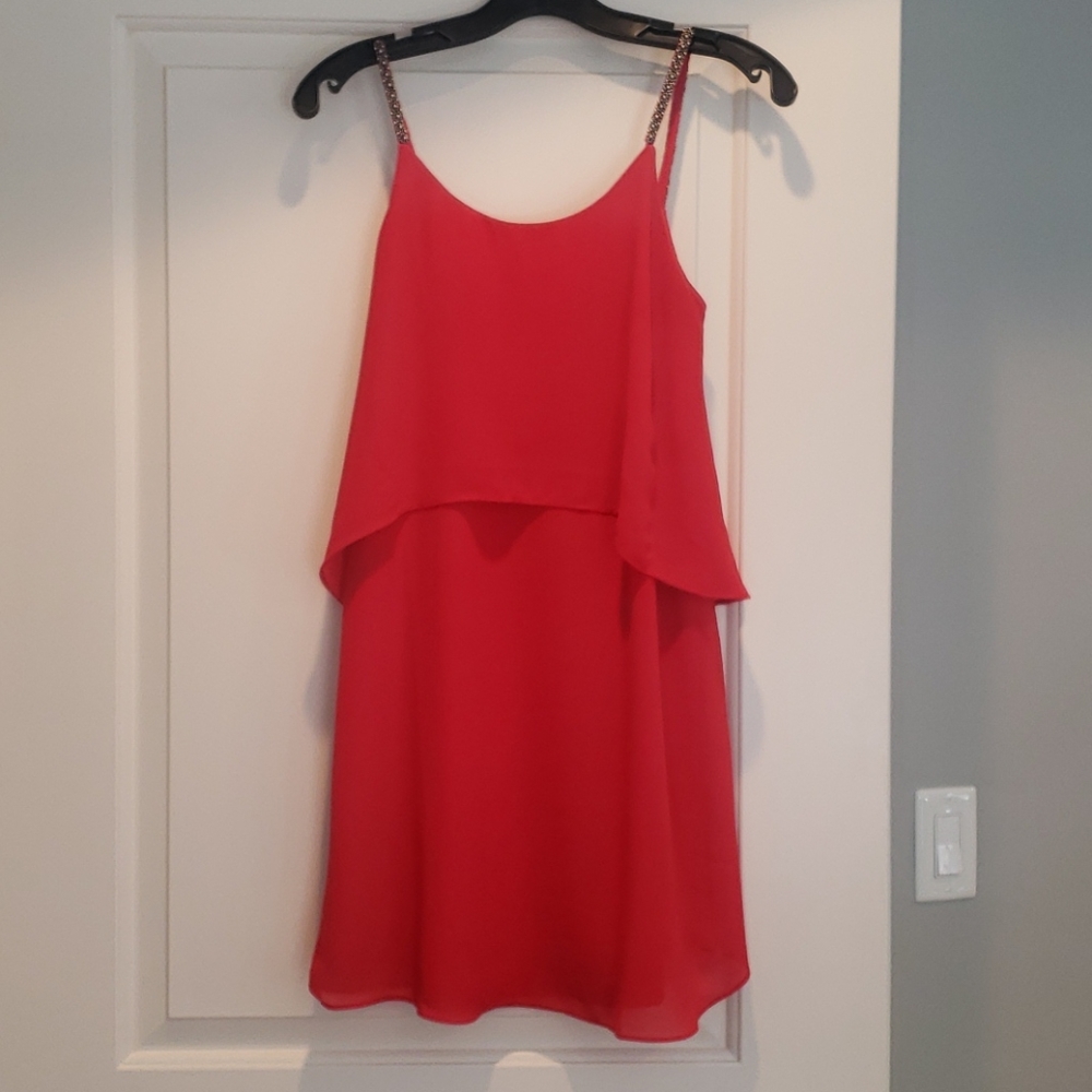 Francesca's Red Two Tier Chiffon Dress Size S